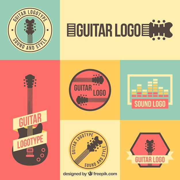 Collection De Logos De Guitare Vintage | Vecteur Gratuite Vintage Music Logos