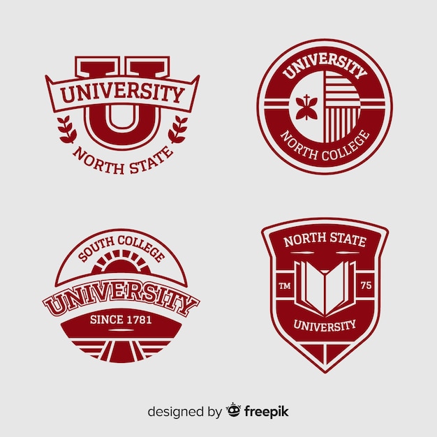 Collection de logos universitaires dans un style plat Vecteur gratuit