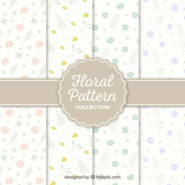 Collection de modèles de fleurs dans un style plat Vecteur gratuit