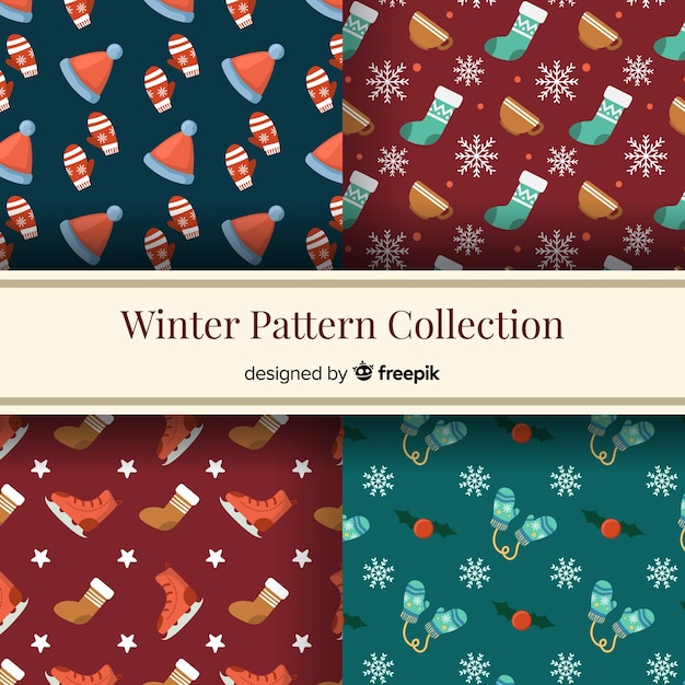 Collection De Motifs  D l ments Hiver  Vecteur Gratuite