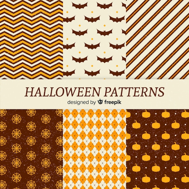 Collection de motifs halloween vintage Vecteur gratuit