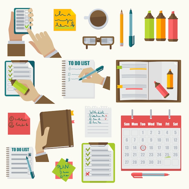 Collection de notes de vecteur agenda cahiers agenda. Vecteur Premium
