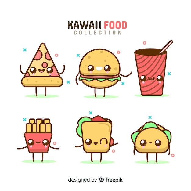 Collection De Nourriture Kawaii Télécharger Des Vecteurs