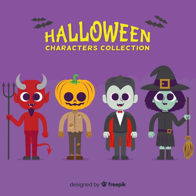 Collection De Personnage D'halloween Sur Design Plat | Vecteur Gratuite