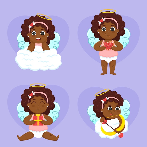 Collection De Personnages De Cupidon Plats Vecteur gratuit
