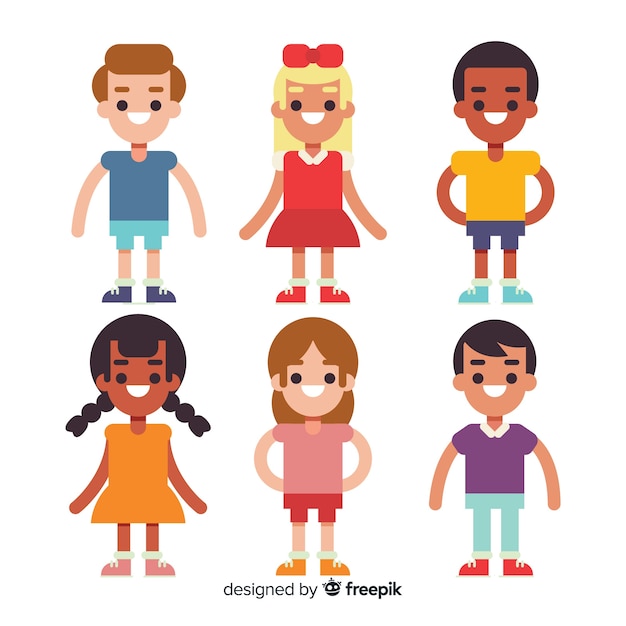 Collection De Personnages Mignons Enfants Au Design Plat Vecteur Gratuite