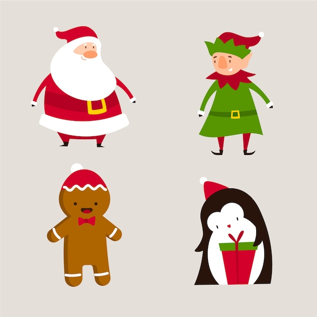 Collection De Personnages De Noël Vecteur Gratuite