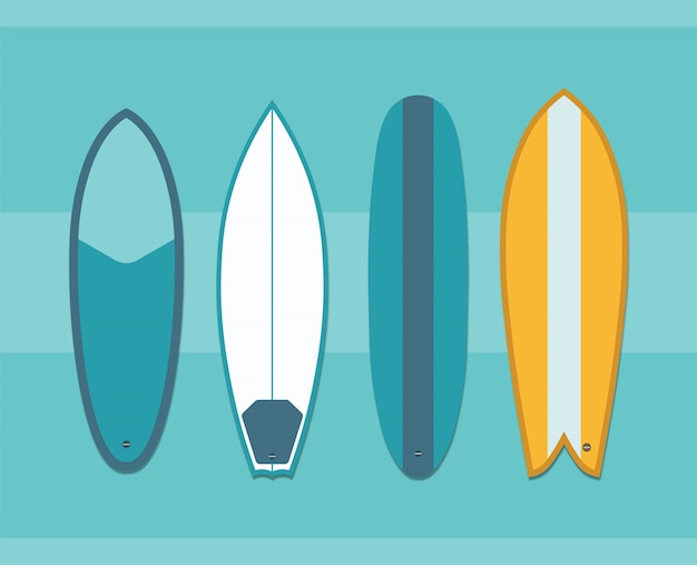 Collection De Planches De Surf Vecteur Premium