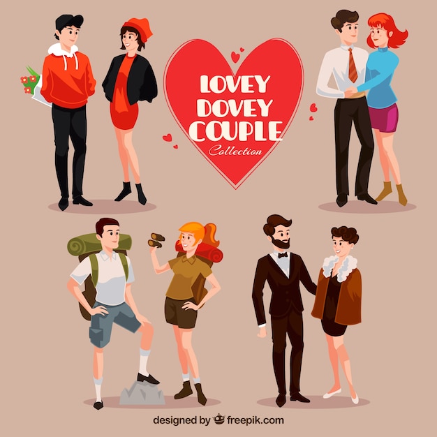 Collection de quatre couples heureux Vecteur gratuit