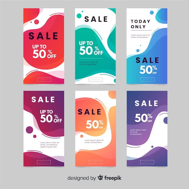 Collection de récits instagram de vente Vecteur gratuit