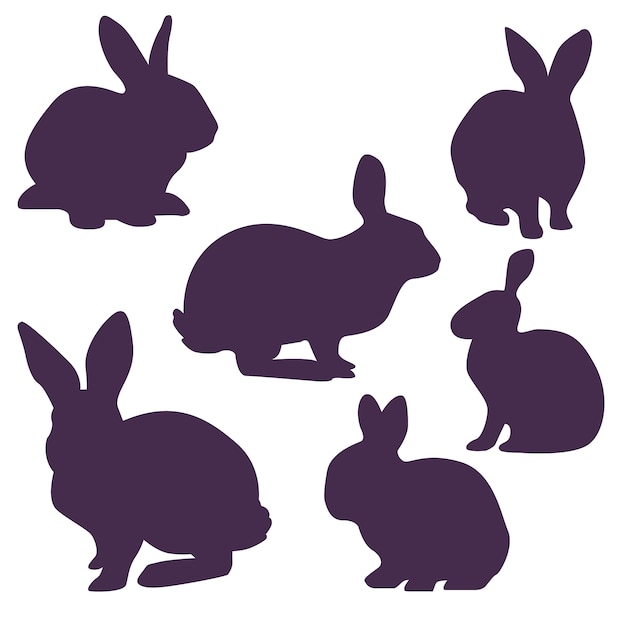 Collection de silhouettes de lapins pour pÃ¢ques