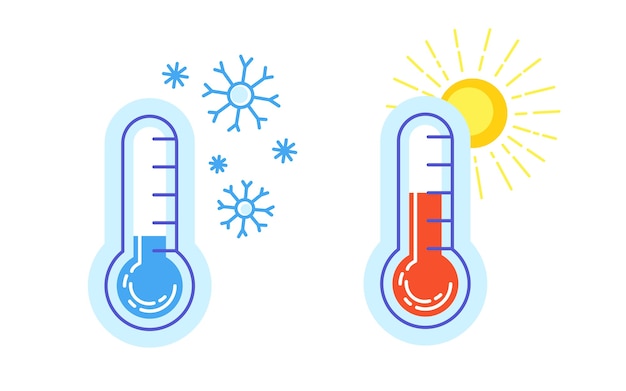 Collection De Thermometre Icone Chaud Et Froid Vecteur Premium