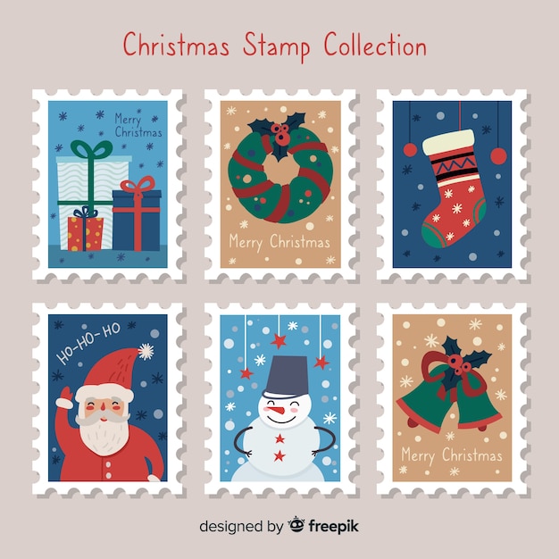 Collection De Timbres De Noël Vecteur Gratuite