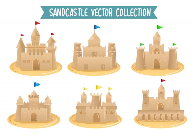 Collection De Vectoriel Château De Sable Set Vector Dessin