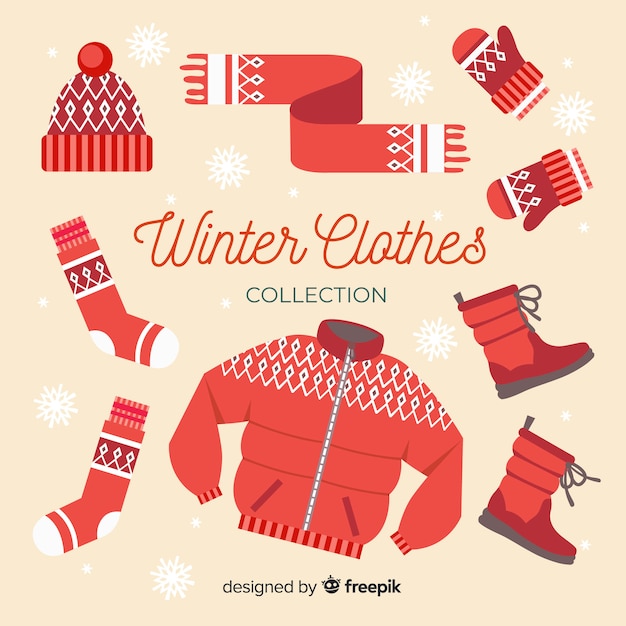 Collection de vêtements d'hiver et d'articles essentiels Vecteur gratuit