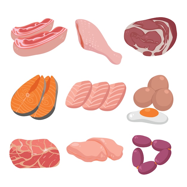 Collection De Viande De Couleur Vecteur Gratuite