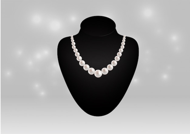 Collier de perles sur un mannequin noir Vecteur Premium
