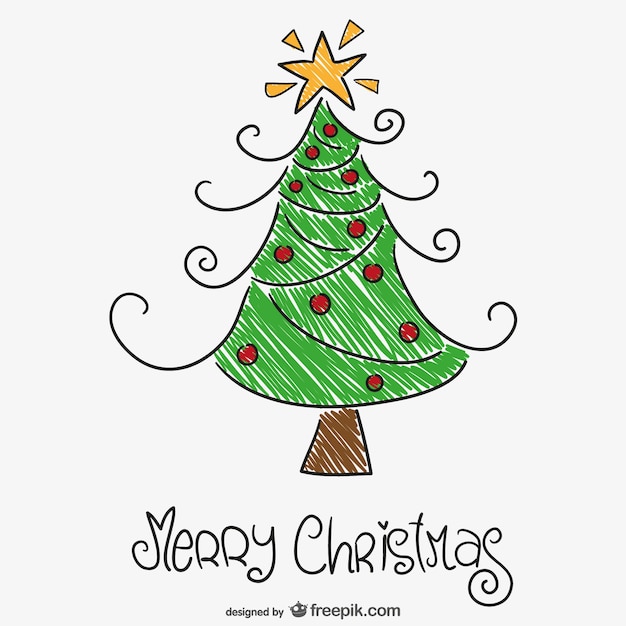 Coloré Dessin De L'arbre De Noël | Vecteur Gratuite