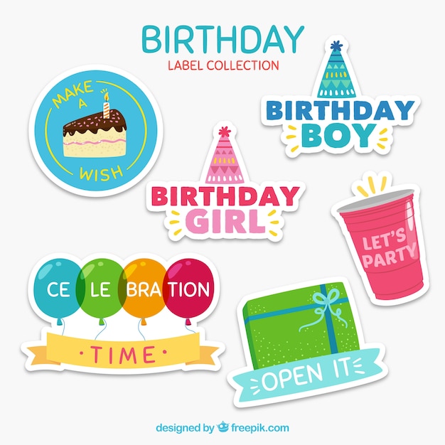 Colorful Collection D Autocollants D Anniversaire Vecteur Gratuite