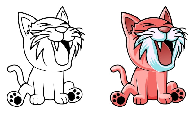 Coloriage De Chat Kawaii Pour Les Enfants Vecteur Premium