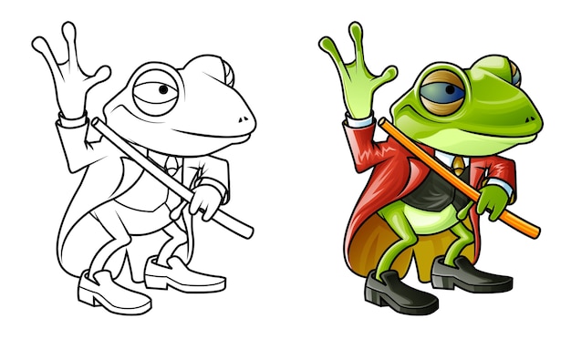 Coloriage De Dessin Anime Mignon Grenouille Pour Les Enfants Vecteur Premium