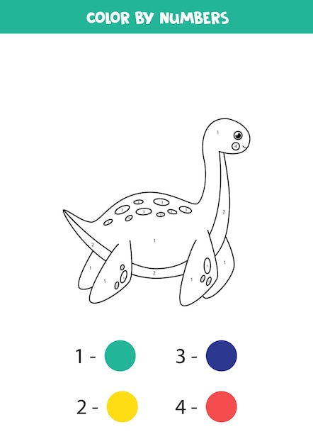 Coloriage Avec Dinosaure Mignon De Bande Dessinée. Couleur Par Numéros