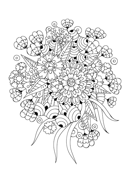 coloriage avec des fleurs et bourgeons illustration vectorielle vecteur premium lettre disney h