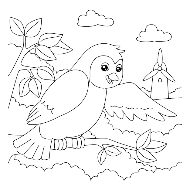 Coloriage Doiseaux Pour Les Enfants Vecteur Premium