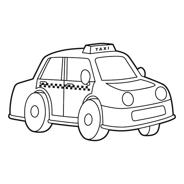 Coloriage De Taxi Isolé Pour Les Enfants | Vecteur Premium