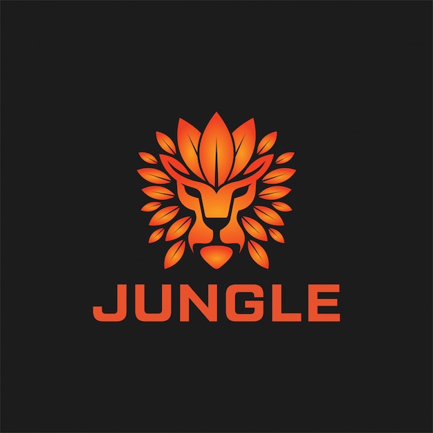 Combinaison De Logo Lion Et Feuille Creation De Logo King Of Jungle Vecteur Premium