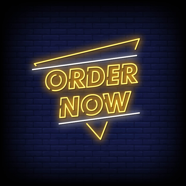 Commandez Maintenant Neon Signs Style Text Vector Vecteur Premium