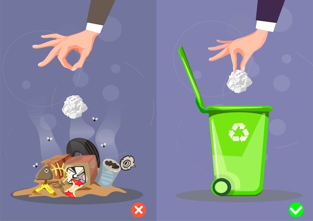 Comment jeter les ordures bien et mal. | Télécharger des ...