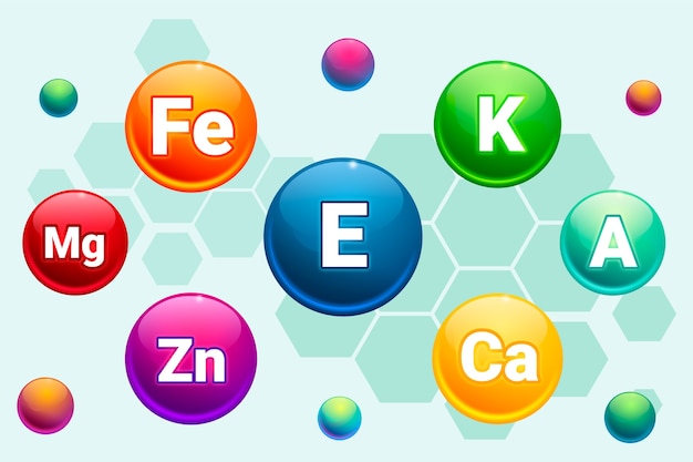 Complexe De Vitamines Et Minéraux Essentiels | Vecteur Gratuite