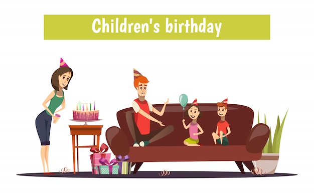 Composition anniversaire enfants Vecteur gratuit