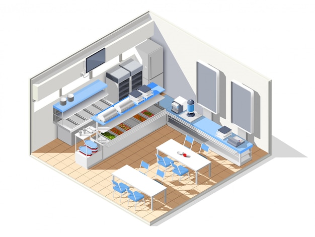 Composition isométrique de la maison à manger Vecteur gratuit
