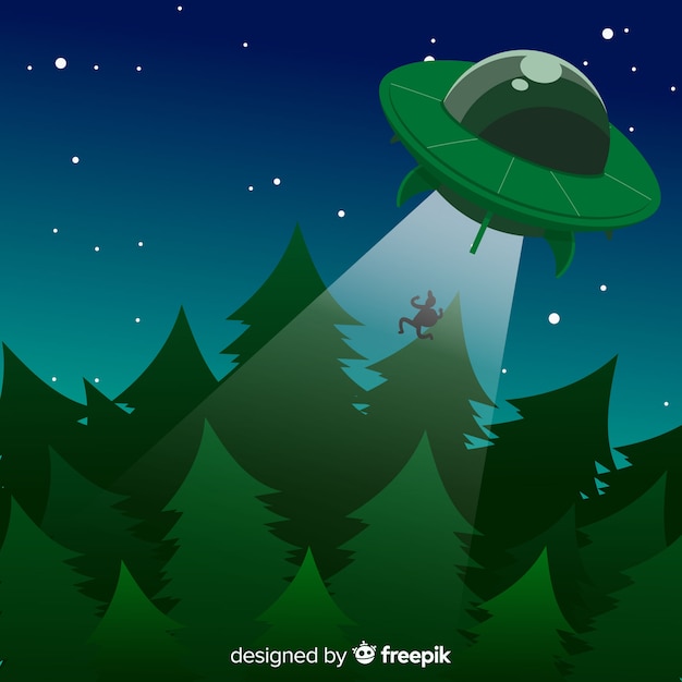 Concept d'abduction classique ovni avec un design plat Vecteur gratuit
