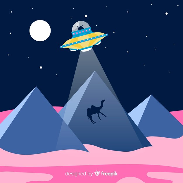 Concept d'abduction classique ovni avec un design plat Vecteur gratuit