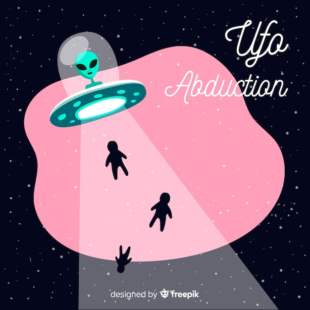 Concept d'abduction classique ovni avec un design plat Vecteur gratuit