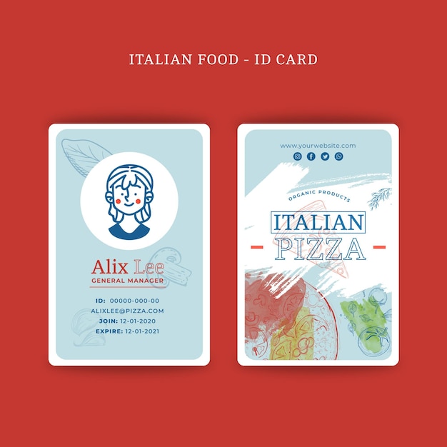 Concept De Carte D Identite De Cuisine Italienne Vecteur Gratuite
