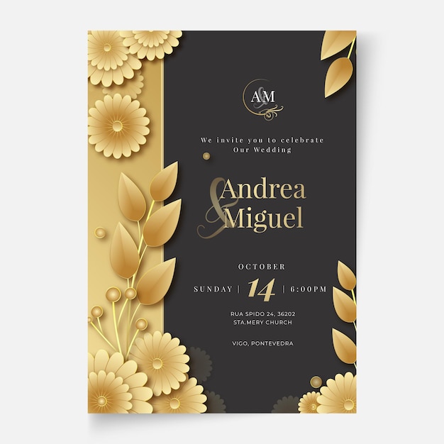 Concept De Carte De Mariage Floral Vecteur Gratuite