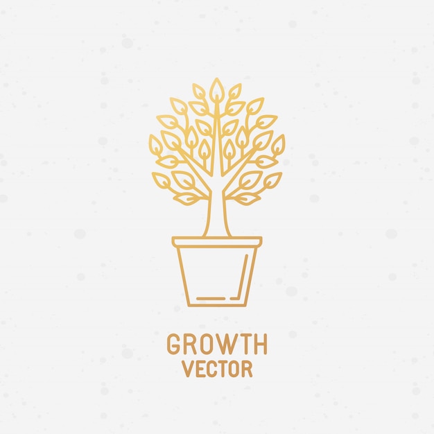 Concept de croissance et élément de conception de logo Vecteur Premium
