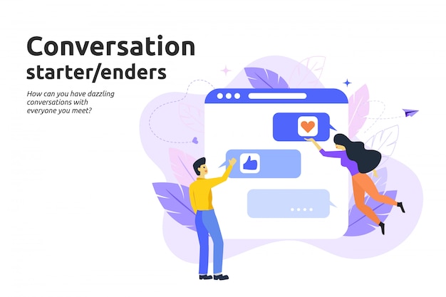 Concept de début et de fin de conversation. vecteur plat moderne Vecteur Premium