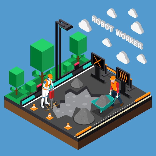 Concept de design 3d professions de robot travailleur Vecteur gratuit