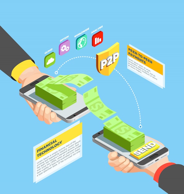 Concept de design peer to peer payments Vecteur gratuit