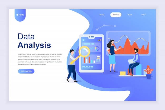 Concept de design plat moderne d'analyse de données volumineuses pour site web Vecteur Premium