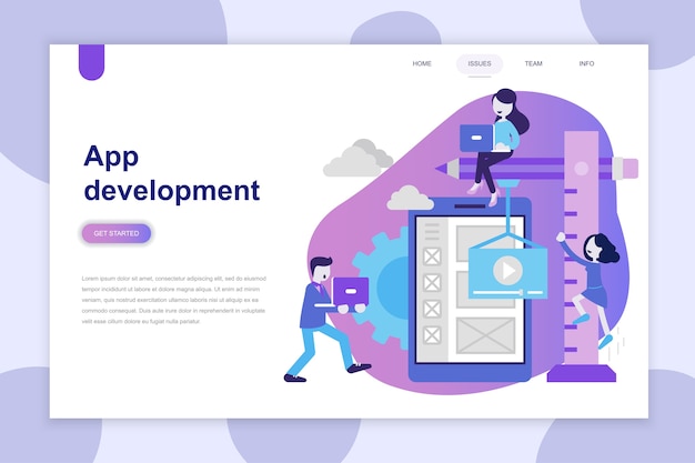 Concept de design plat moderne de développement d'applications pour site web Vecteur Premium