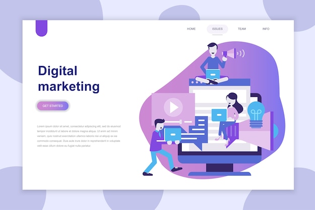 Concept de design plat moderne de digital marketing pour site web Vecteur Premium