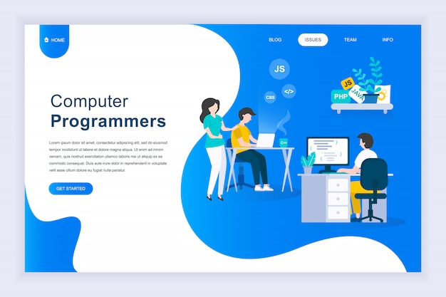 Concept de design plat moderne de programmeurs Vecteur Premium
