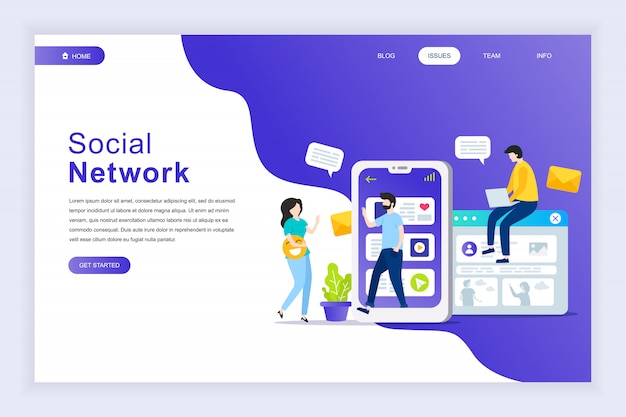 Concept de design plat moderne de réseau social pour site web Vecteur Premium