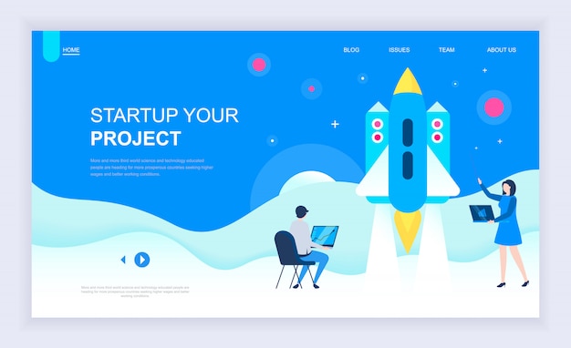 Concept de design plat moderne de startup your project Vecteur Premium